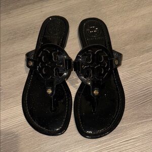 Tory Burch Glossy Black Miller Sandals